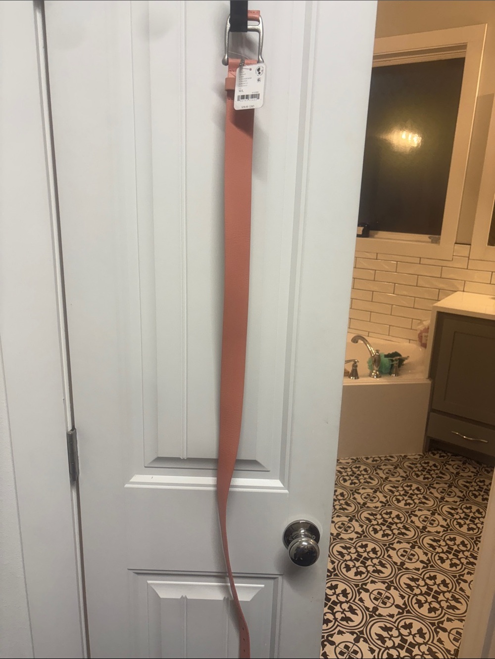 Free People Coral Leather Belt with Silver Buckle
